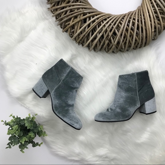 Circus by Sam Edelman Shoes - Sam Edelman Circus Grey Velvet Block Heel Booties